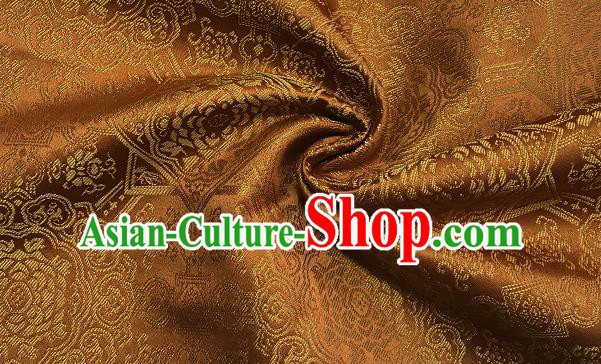 Asian Chinese Cheongsam Classical Pattern Bronze Satin Drapery Brocade Traditional Brocade Silk Fabric