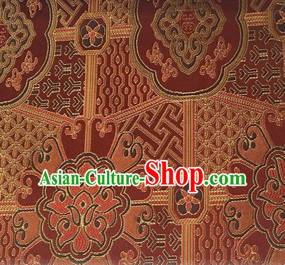 Asian Chinese Cheongsam Classical Lucky Pattern Wine Red Satin Drapery Brocade Traditional Brocade Silk Fabric