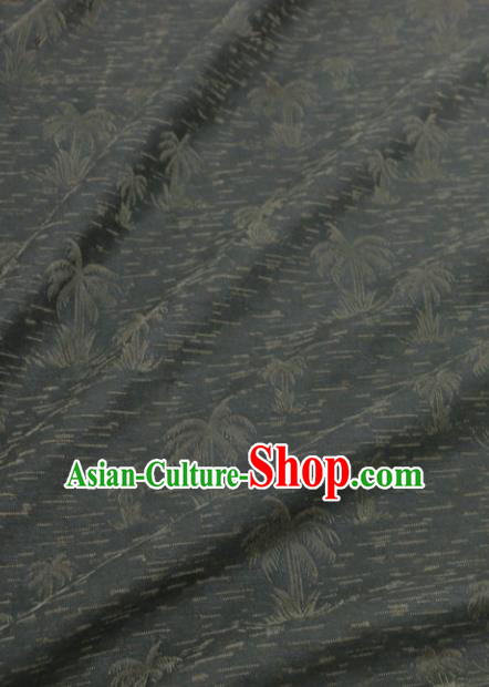 Asian Chinese Classical Coconut Palm Pattern Navy Gambiered Guangdong Gauze Satin Drapery Brocade Traditional Cheongsam Brocade Silk Fabric
