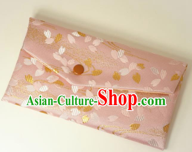 Japanese Traditional Pink Brocade Handbag Asian Japan Nishijin Satin Bags Wallet