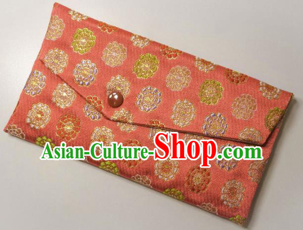 Japanese Traditional Watermelon Red Brocade Handbag Asian Japan Nishijin Satin Bags Wallet