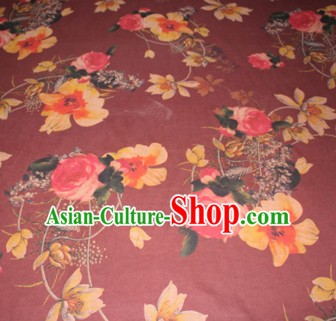 Chinese Traditional Cheongsam Classical Roses Pattern Wine Red Gambiered Guangdong Gauze Asian Satin Drapery Brocade Silk Fabric