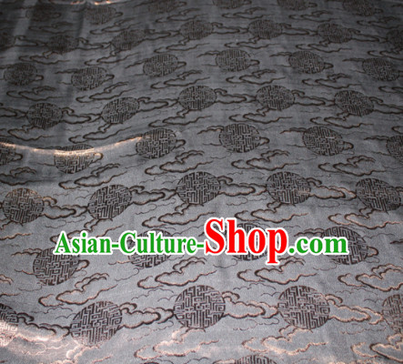 Chinese Traditional Cheongsam Classical Clouds Pattern Black Gambiered Guangdong Gauze Asian Satin Drapery Brocade Silk Fabric