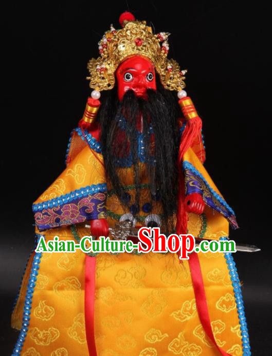 Traditional Chinese Handmade General Yellow Marionette Puppets Old Men Puppet String Puppet Wooden Image Arts Collectibles