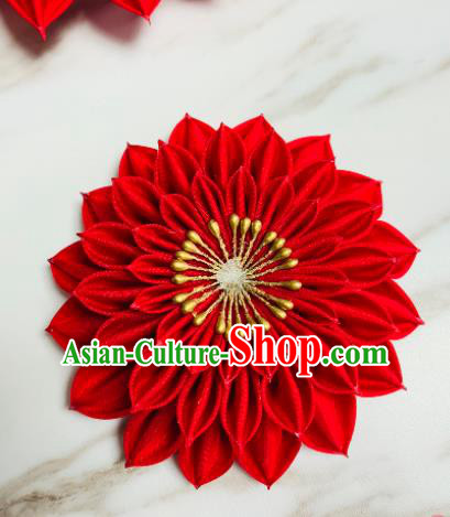 Japanese Traditional Hair Accessories Asian Japan Geisha Red Daisy Hair Claw for Women