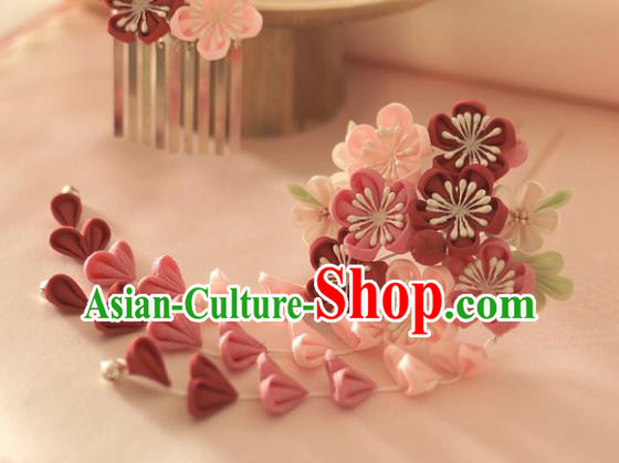 Japanese Traditional Hair Accessories Asian Japan Geisha Sakura Tassel Hairpins for Women