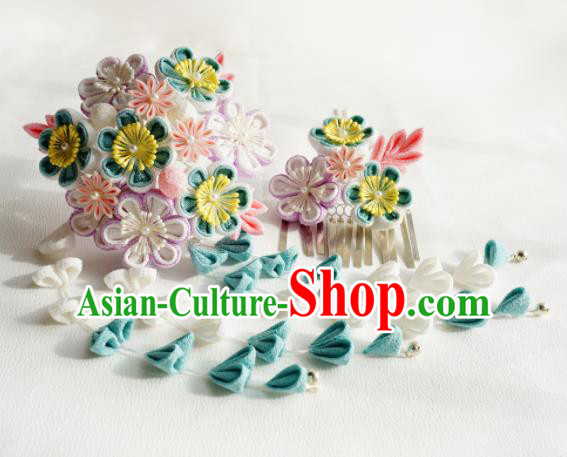 Asian Japan Traditional Geisha Sakura Tassel Hairpins Japanese Kimono Hair Accessories for Women