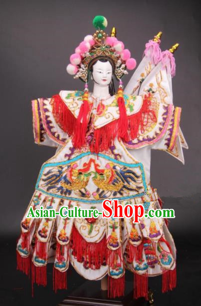 Traditional Chinese General Mu Guiying Marionette Puppets Handmade Puppet String Puppet Wooden Image Arts Collectibles