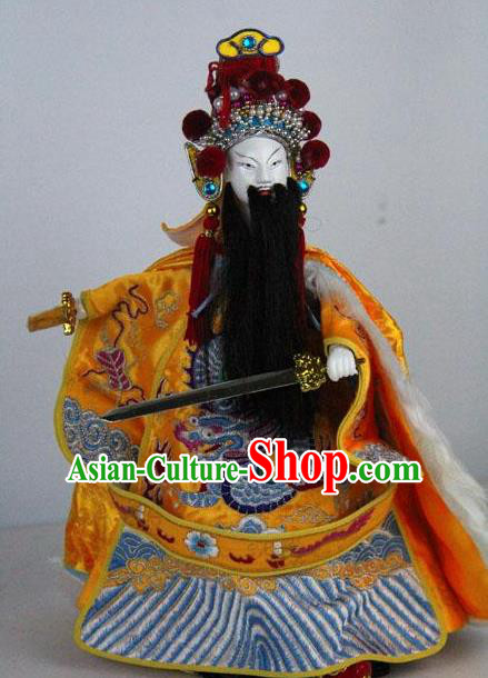 Traditional Chinese Emperor Liu Bei Marionette Puppets Handmade Puppet String Puppet Wooden Image Arts Collectibles