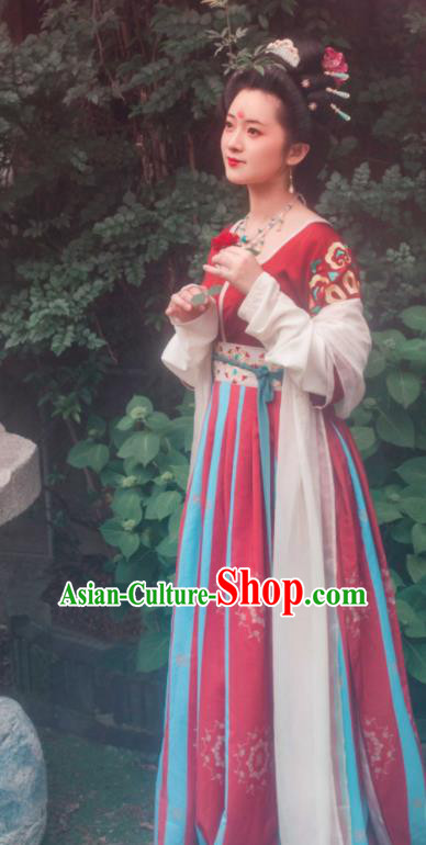Chinese Traditional Tang Dynasty Court Concubine Hanfu Dress Ancient Imperial Consort Replica Costumes for Women