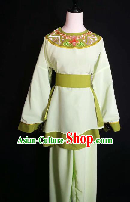 Traditional Chinese Huangmei Opera Servant Green Costumes Ancient Livehand Clothing for Men