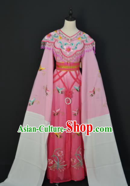 Traditional Chinese Handmade Beijing Opera Diva Zhu Yingtai Pink Dress Ancient Peri Princess Costumes for Women
