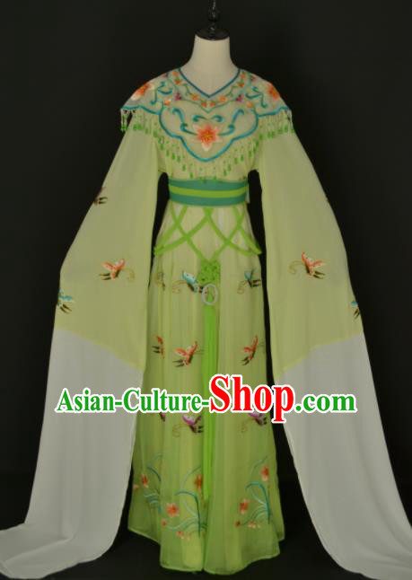 Traditional Chinese Handmade Beijing Opera Diva Zhu Yingtai Green Dress Ancient Peri Princess Costumes for Women