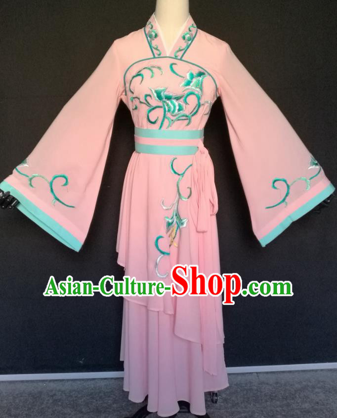 Handmade Traditional Chinese Beijing Opera Hua Tan Pink Dress Ancient Court Maid Costumes for Women