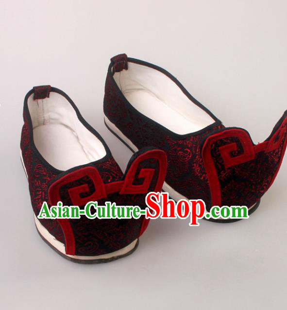 Traditional Chinese Beijing Opera Shoes Handmade Ancient Han Dynasty Wedding Embroidered Hanfu Shoes for Men