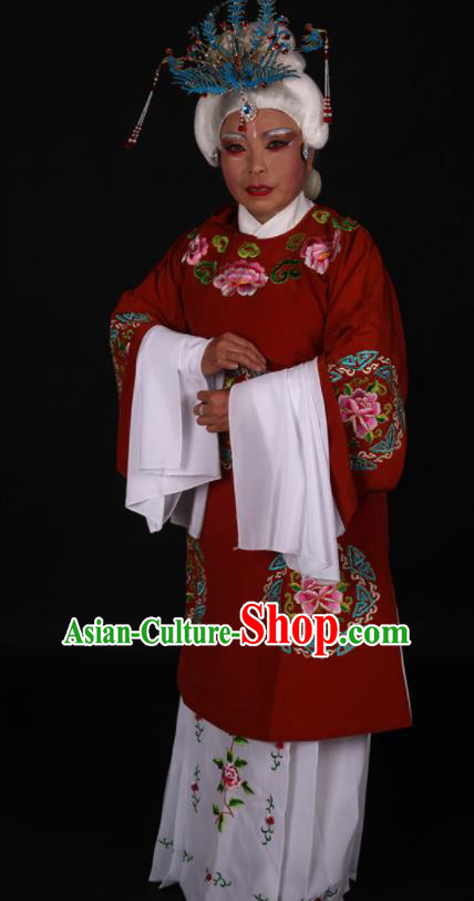 Traditional Chinese Peking Opera Stand By Red Dress Ancient Dowager Countess Costume for Women