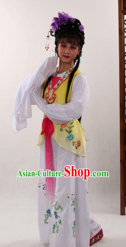 Traditional Chinese Peking Opera Maidservants Yellow Dress Ancient Servant Girl Costume for Women