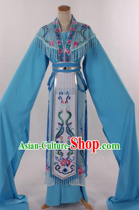 Traditional Chinese Shaoxing Opera Seven Fairy Blue Dress Ancient Peking Opera Diva Costume for Women