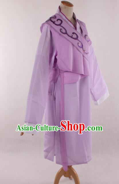 Traditional Chinese Shaoxing Opera Young Lady Lilac Dress Ancient Peking Opera Maidservants Costume for Women