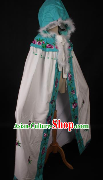 Traditional Chinese Shaoxing Opera Diva White Cape Ancient Peking Opera Princess Costume for Women