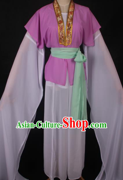 Traditional Chinese Shaoxing Opera Maidservants Purple Dress Ancient Peking Opera Village Girl Costume for Women