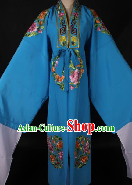 Traditional Chinese Shaoxing Opera Niche Embroidered Blue Gown Ancient Gifted Scholar Costume for Men