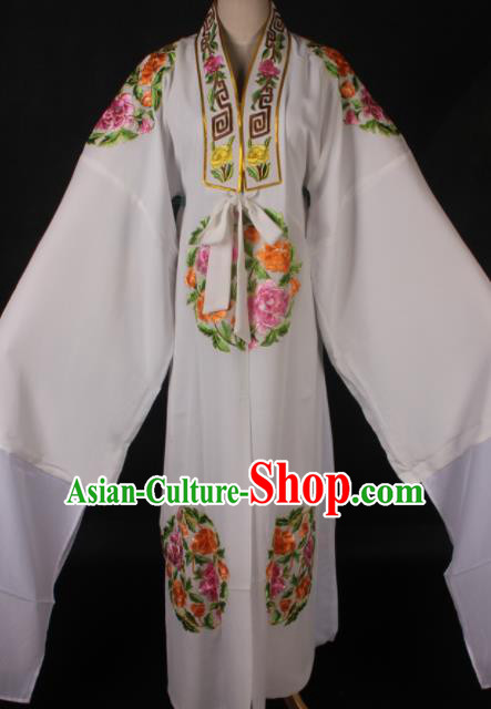 Traditional Chinese Shaoxing Opera Niche Embroidered White Gown Ancient Gifted Scholar Costume for Men