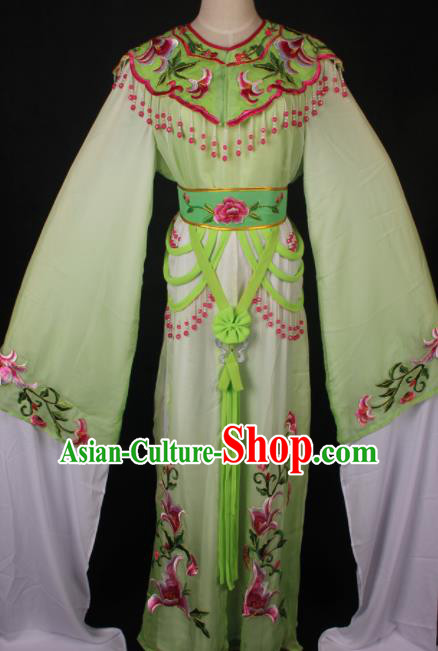 Traditional Chinese Shaoxing Opera Princess Embroidered Green Dress Ancient Peking Opera Diva Costume for Women