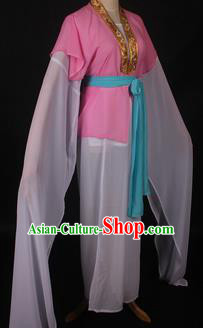 Traditional Chinese Shaoxing Opera Maidservants Pink Dress Ancient Peking Opera Village Girl Costume for Women