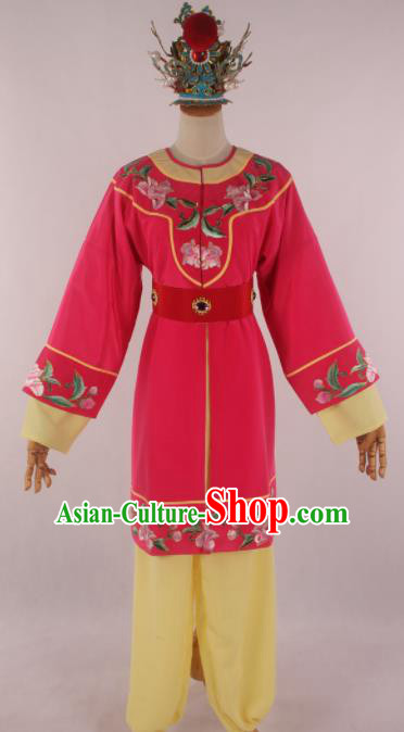 Traditional Chinese Shaoxing Opera Livehand Rosy Clothing Ancient Servant Costume for Men