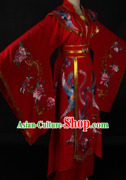 Traditional Chinese Shaoxing Opera Diva Red Dress Ancient Peking Opera Queen Costume for Women