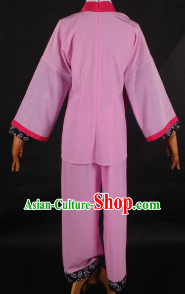 Traditional Chinese Shaoxing Opera Maidservants Pink Clothing Ancient Peking Opera Poor Lady Costume for Women