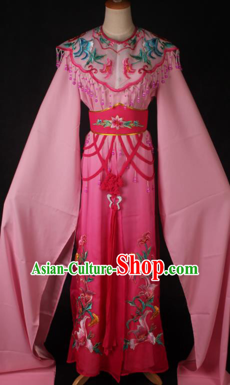 Traditional Chinese Shaoxing Opera Peri Princess Pink Dress Ancient Peking Opera Diva Costume for Women