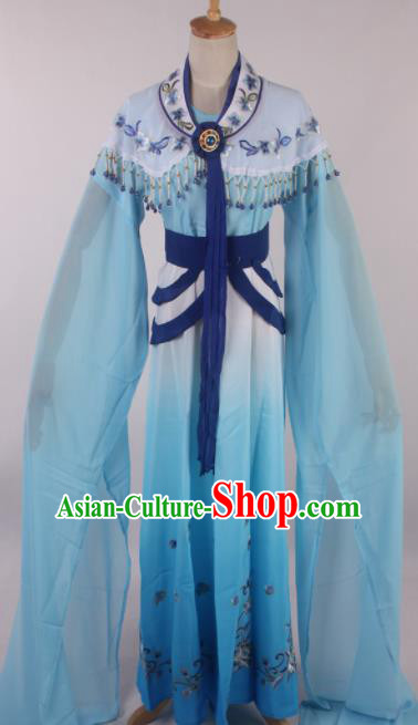 Chinese Traditional Huangmei Opera Seven Fairies Blue Dress Ancient Peking Opera Actress Costume for Women