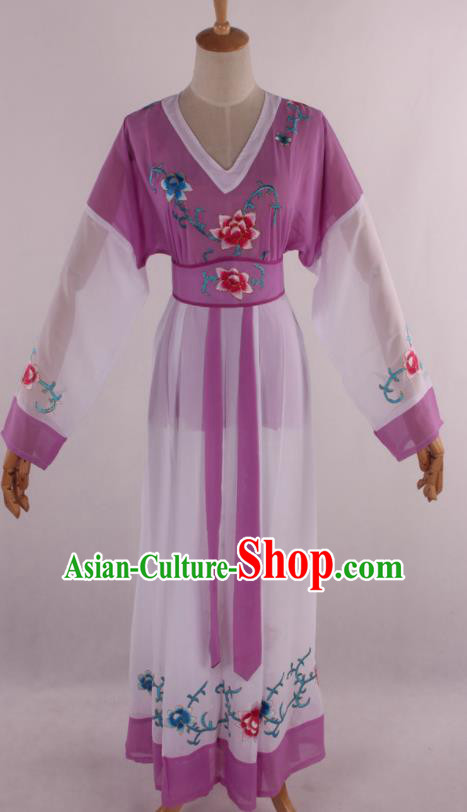 Chinese Traditional Shaoxing Opera Young Lady Purple Dress Ancient Peking Opera Maidservant Costume for Women
