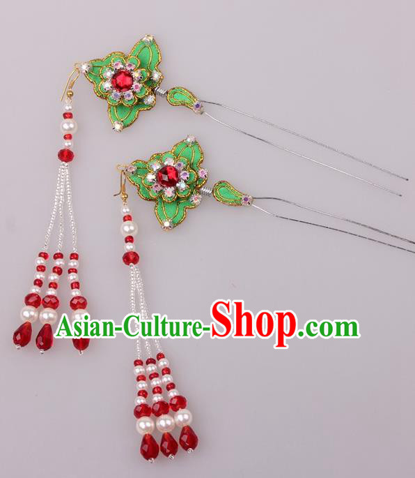 Traditional Chinese Shaoxing Opera Diva Tassel Hairpins Ancient Princess Hair Accessories Headwear for Women