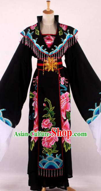 Chinese Beijing Opera Queen Black Dress Ancient Traditional Peking Opera Actress Costume for Women