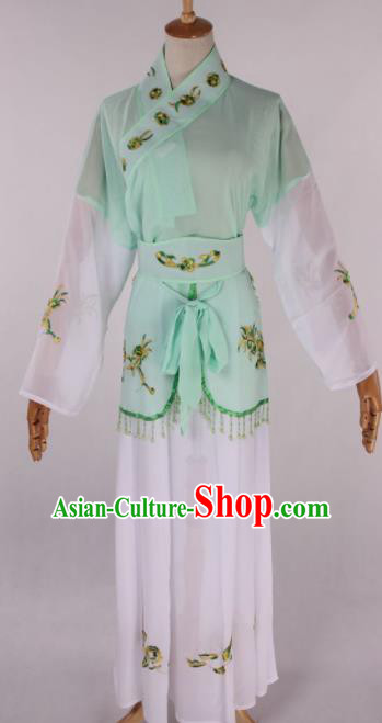 Chinese Traditional Beijing Opera Young Lady Maidservant Green Dress Ancient Peking Opera Costume for Women