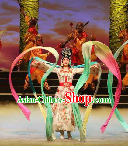 Traditional Chinese Classical Dance Guo Se Tian Xiang Costume Beautiful Dance Colorful Ribbon Dress for Women