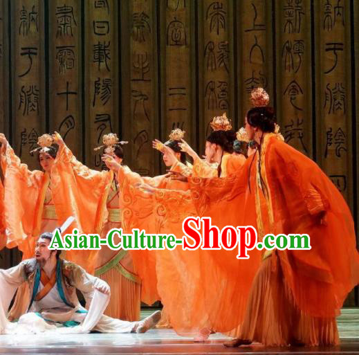 Traditional Chinese Classical Dance Confucius Costume Drama Stage Show Beautiful Dance Red Dress for Women