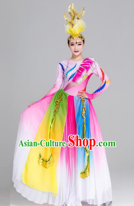 Traditional Chinese Spring Festival Gala Dance Chorus Pink Dress Stage Show Opening Dance Costume for Women