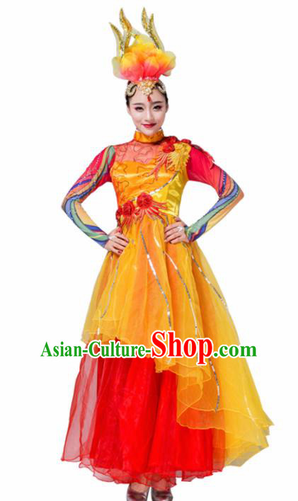 Traditional Chinese Spring Festival Gala Group Dance Red Dress Stage Show Chorus Opening Dance Costume for Women