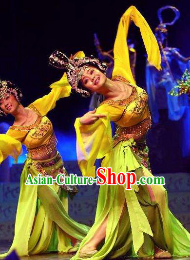 Traditional Chinese Classical Dance Lv Yao  Water Sleeve Costume Stage Show Beautiful Dance Dress for Women