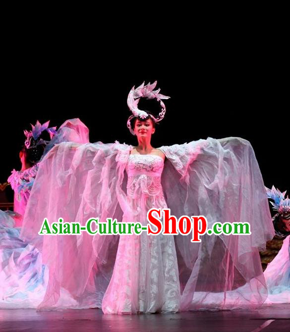 Traditional Chinese Classical Dance Ni Shang Yu Yi Wu Costume Stage Show Court Beautiful Dance Dress for Women