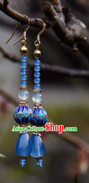 Chinese Ancient Princess Blueing Ear Accessories Traditional Hanfu Earrings for Women