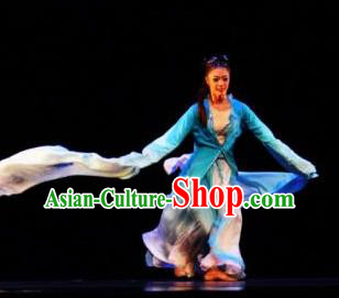 Beautiful Chinese Dance Rember Qiantang River Costume Traditional Water Sleeve Dance Classical Dance Dress for Women