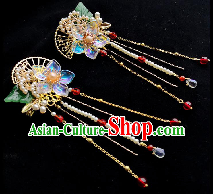 Chinese Ancient Princess Hair Accessories Pine Tassel Hair Claw Traditional Hanfu Hairpins for Women