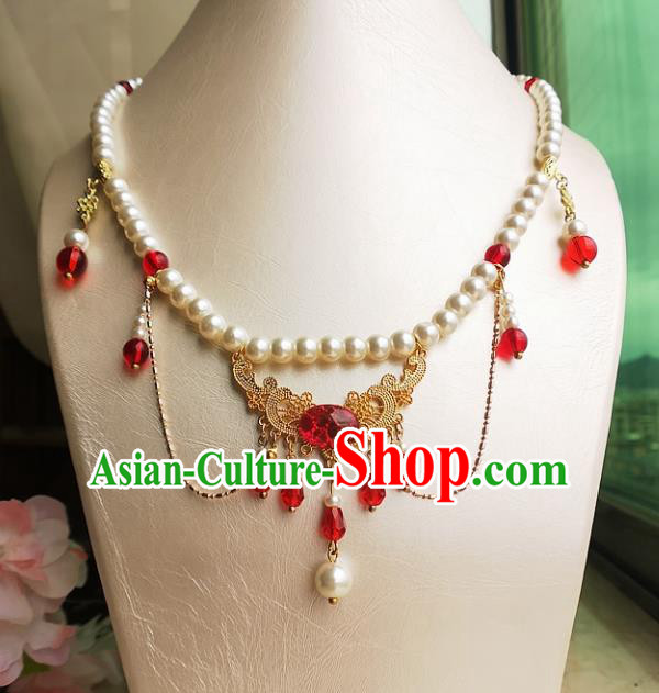 Chinese Ancient Princess Jewelry Accessories Traditional Hanfu Tassel Necklace for Women