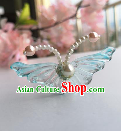 Chinese Ancient Princess Hair Accessories Traditional Hanfu Blue Butterfly Hairpins for Women