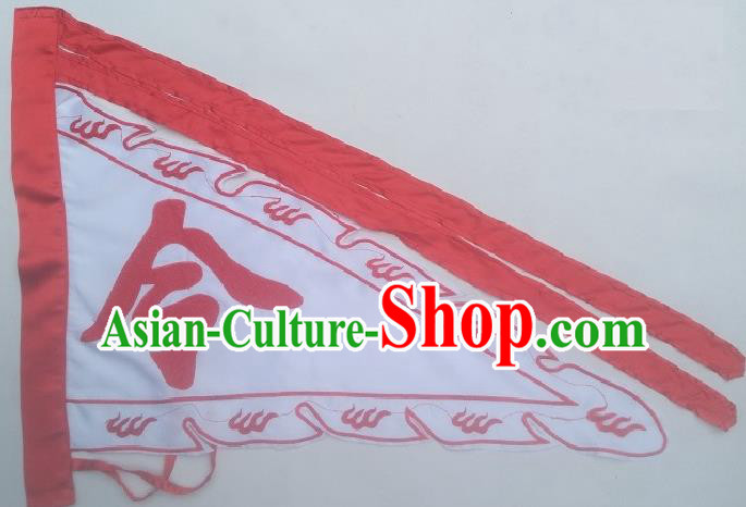 Chinese Traditional Dragon Boat Competition White Triangular Flag Embroidered Flag